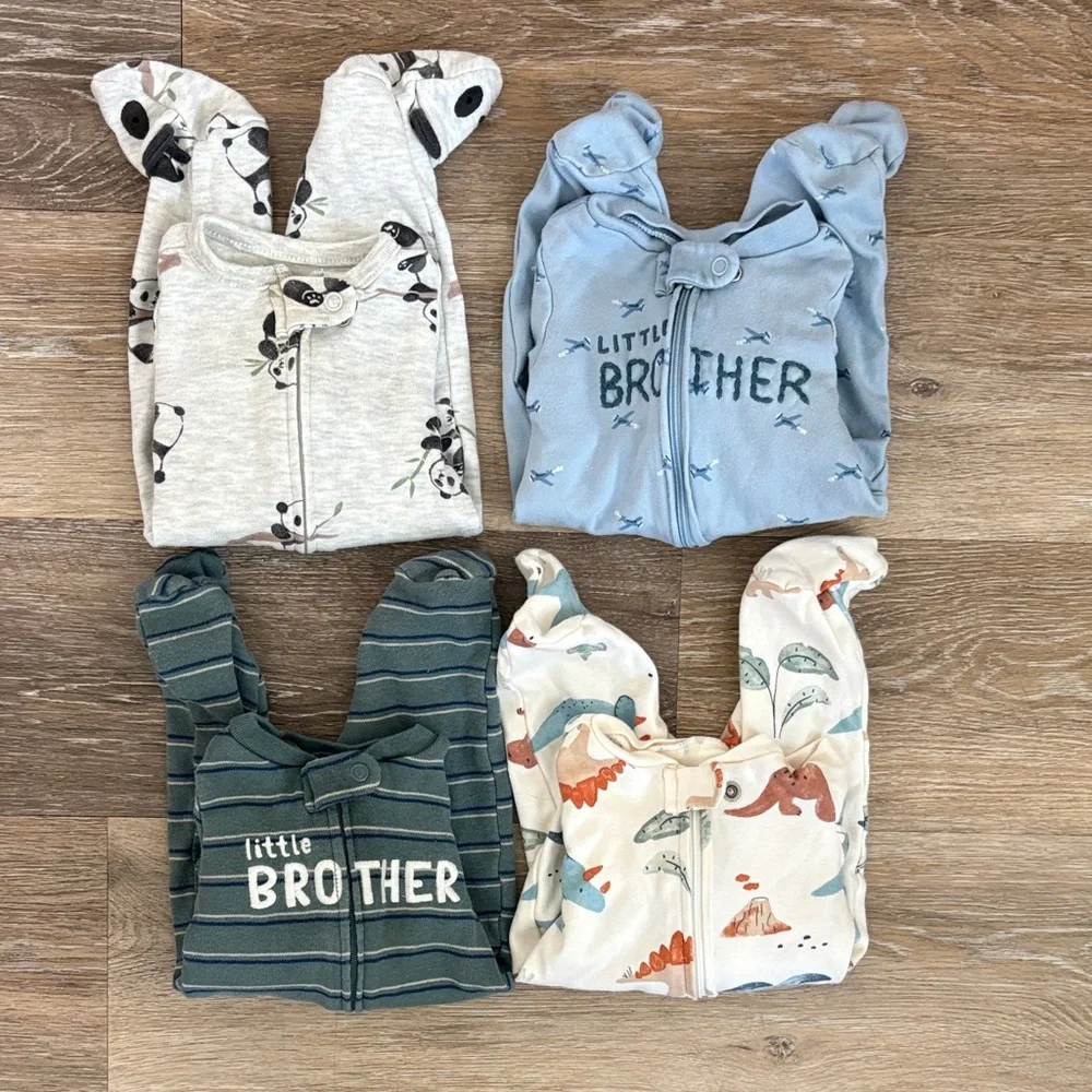 Carters Newborn Footed Sleepers - Blue, Green, Gray, Cream